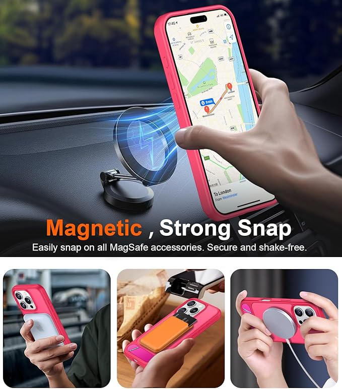 Magnetic Compatible with iPhone 16 Pro Case, [Built-in Invisible Kickstand][Compatible with MagSafe][Military Grade Shockproof] Slim Translucent Matte Phone Case for iPhone 16 Pro 6.3"