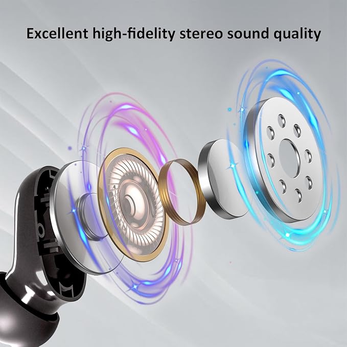 Wireless Earbuds Bluetooth 5.4, in Ear Lightweight Ear Buds with HiFi Stereo Sound & Deep Bass, Noise Cancelling Built-in Mics, 36H Playtime, IPX7 Waterproof Headphones for Sports, Android & iOS