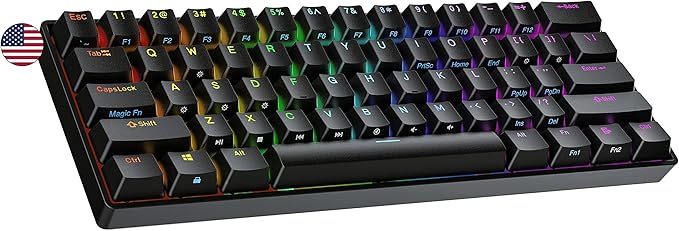 Ranked S60 Supernova 60% Form Factor | Hot Swappable Mechanical Gaming Keyboard | 61 Keys Multi Color RGB LED Backlit for PC/Mac Gamer (Black, Gateron Optical Speed Silver)