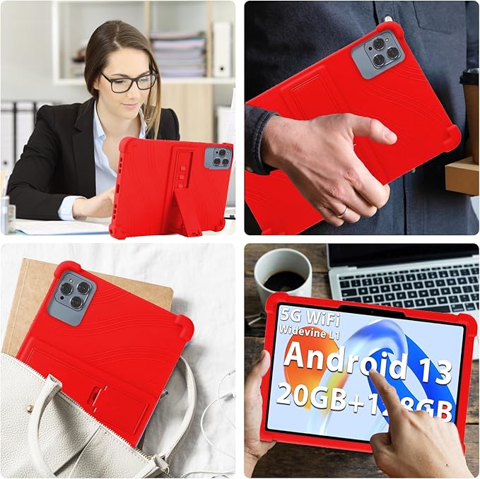 ATOOZ for ROWT 10.1 inch Tablet Case,Soft Silicone Case for ROWT A10/SVITOO Tab 10/Aiprotablet C20e/ZONKO D115/MB1001 10.1 inch Tablet with Stand (Red)