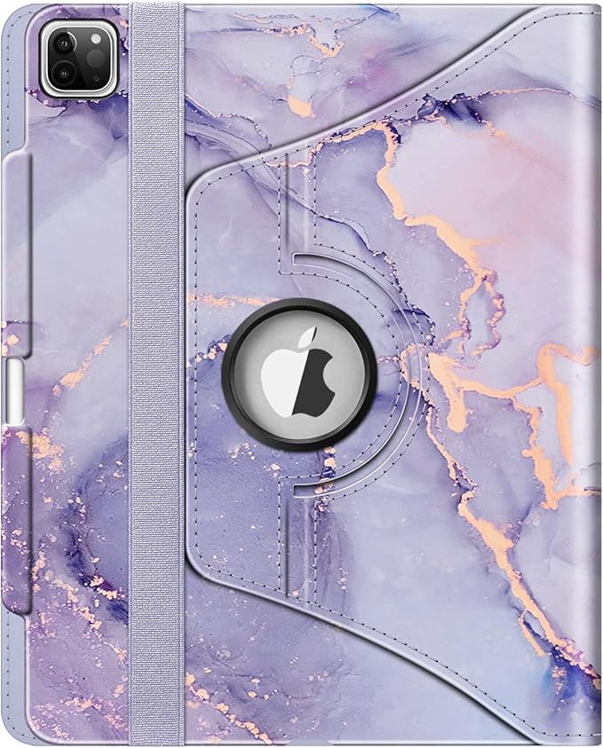 Fintie Rotating Case for iPad Pro 12.9-inch 6th Generation 2022-360 Degree Swiveling Protective Cover with Pencil Holder, Auto Sleep/Wake, Also Fit iPad Pro 12.9" 5th/4th/3rd Gen, Lilac Marble