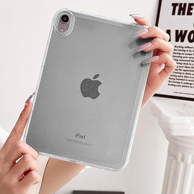 for iPad (A16) 11th Generation Case 11 inch 2025/ iPad 10th Generation 10.9 inch (2022), Glitter Soft TPU Back Shockproof Cover Bling Sparkly Flexible Silicone Lightweight Thin Shell, White