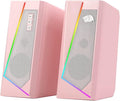 Redragon GS520 RGB Desktop Speakers, 2.0 Channel PC Computer Stereo Speaker with 6 Colorful LED Modes, Enhanced Sound and Easy-Access Volume Control, USB Powered w/ 3.5mm Cable, Pink