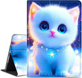for Amazon Kindle Fire Max 11 (13th Generation, 2023 Release) 11" Tablet Case, Slim Kickstand Stand Leather Smart Cover with Auto Wake/Sleep, White Blue Eyed Cat