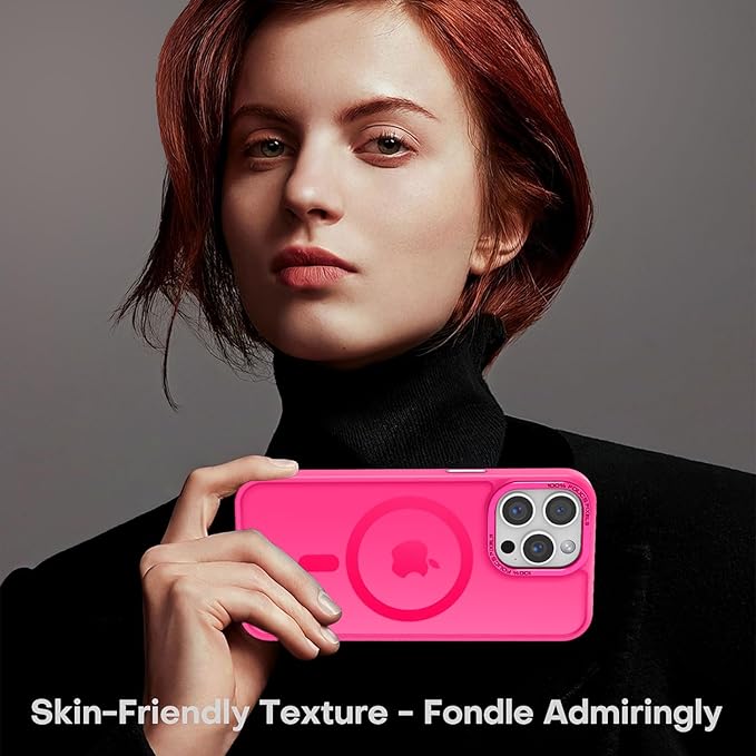 Newfuture Designed for iPhone 14 Pro Case with Magnetic [13 FT Military Drop Protection] [Compatible with Magsafe] Slim Translucent Matte Shockproof with Anti-Fingerprint Phone Case, Hot Pink