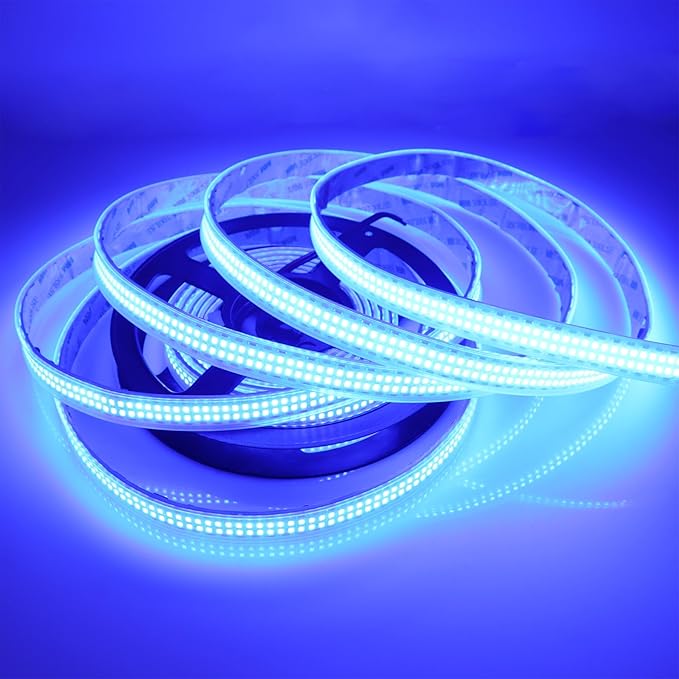LEDENET Outdoor 12V LED Strip Lights 16.4ft, Double Row 2400 LEDs Waterproof IP67, Super Bright Blue Dimmable Flexible Tape Lights for Outdoor, Truck, RV, and Boat Lighting