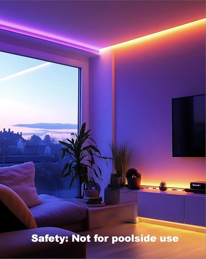Shine Decor 120V RGB LED Strip Light Remote Control, Cold Resistant IP65 Waterproof Outdoor Strip Lighting Color Changing, Connectable Lite Multicolor Lighting Strip 7x13mm, 32 FT 300 LEDs ETL Listed