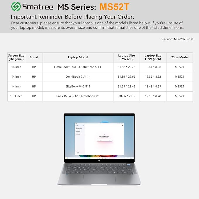 Smatree MS52T Hard EVA Protective Sleeve Case with Stand Compatible for 14 inch HP EliteBook 840 G11, for OmniBook Ultra Laptop Next Gen AI-PC-14t Laptop, Pink