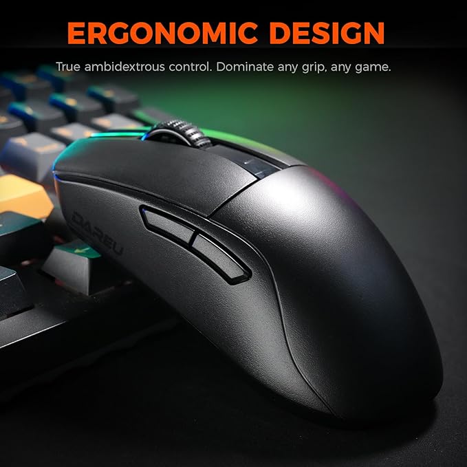 DAREU A950GM Wireless Gaming Mouse, 60g Lightweight, 26K DPI PAW3395 Optical Sensor, 2.4G/BT/Wired,Support 30-40min Fast Charge, 5 Programmable Buttons for PC/Laptop/Mac