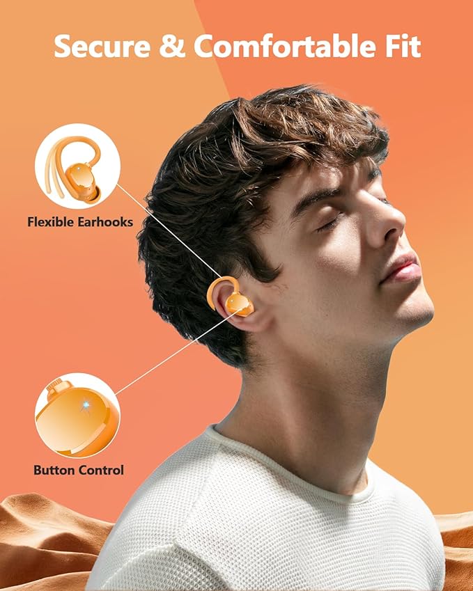 Ear buds Wireless Bluetooth Earbuds Sport 2026 NEW Bluetooth 5.3 Headphones with LED Display 128H Playtime Powerful Bass Over Ear Earphones with Earhooks IP7 Waterproof for Gym/Running/Workout