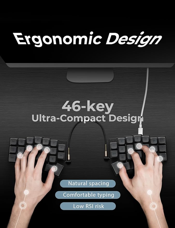 YIVU Corne V4.1 Split Ergonomic Keyboard, 40% 3x6 Ortholinear Layout, Hot-Swappable Mechanical Keyboard with Per-Key RGB, Vial and VIA Programmable, Comes with Pre-Lubed Linear Switches (Wired)