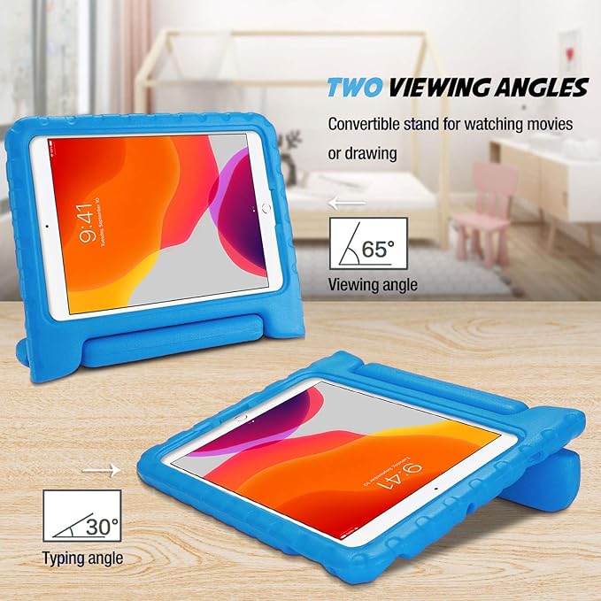 ProCase Kids Case for iPad 9th Generation/iPad 8/iPad 7, iPad 10.2 Case 2021 2020 2019/iPad Air 10.5/iPad Pro 10.5 Kids Case, Shockproof Lightweight Case with Convertible Handle -Blue | 2021, 2020, 2019, Shockproof, Blue