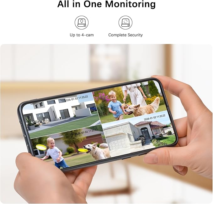 Solar Security Cameras Wireless Outdoor, Solar-Powered, No Subscription,Home Security Cameras with 4MP Color Night Vision, Auto Tracking, Pan & Tilt, Spotlight & Siren, 2.4 & 5G WiFi