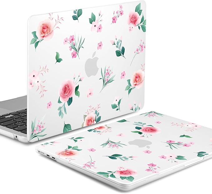 Batianda Premium Case for New MacBook Air 15 inch with M5 M4 M3 M2 Chip 2026 2025 2024 2023 Release, Floral Ultra-Slim 1.2mm Hardshell & Keyboard Cover & Screen Protector 4-in-1 Bundle, Pink Rose