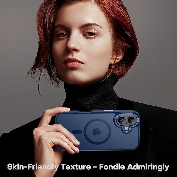 Newfuture Magnetic for iPhone 17 Case [Compatible with Magsafe] [Military Grade Drop Protection] Translucent Matte Anti-Scratch Shockproof Protective Phone Cover 6.3 Inch, Navy Blue
