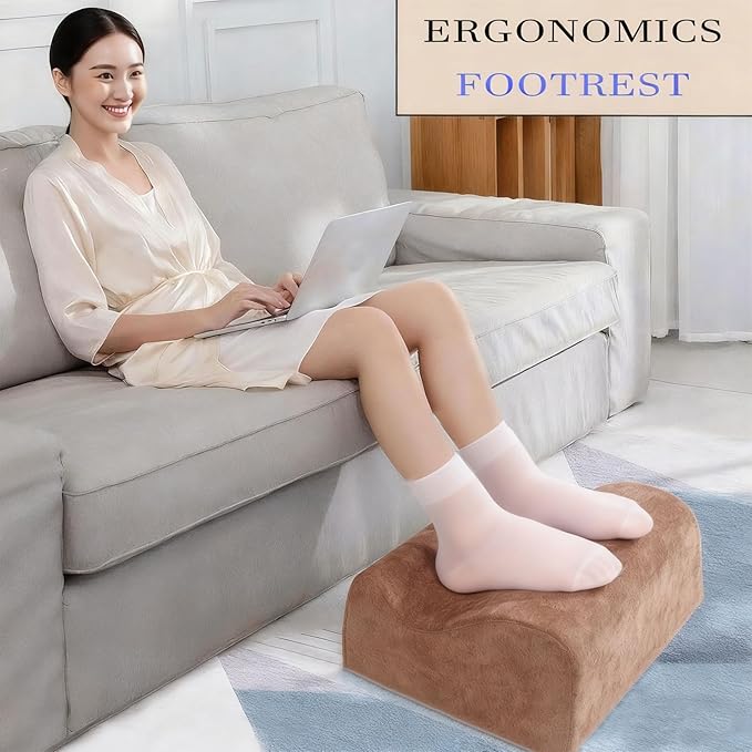 Foot Rest for Under Desk at Work,At Work Soft Ergonomic Footrest,Support Foot Pillow,Heel Chair,Leg Elevation Pillow,(Brown)