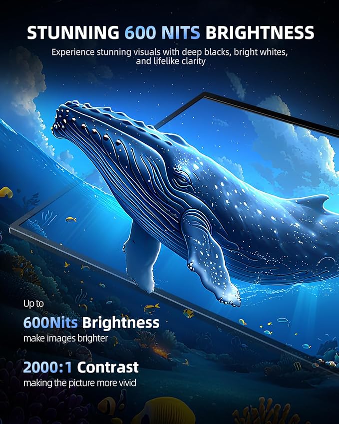 Newsoul 15.6" 4K QLED Portable Monitor, UHD 3840x2400 600 Nits 100% AdobeRGB, USB-C HDMI HDR FreeSync, Second Screen for Laptop MacBook PC Game Consoles, VESA Mountable Travel Monitor with Speakers