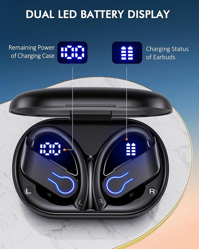 CoolJumper Wireless Bluetooth Earbuds 120H Playtime Bluetooth 5.3 Ear Buds for Sports, Hi-fi Stereo Earphones with LED Display Charging Case, Headphones for Running/Workout Audifonos inalambricos