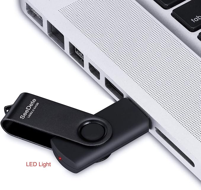 64GB USB Flash Drives, USB Stick, Thumb Drive Rotated Design, Memory Stick with LED Light for External Storage and Backup Data, Jump Drive, 3 Pack 64GB (3 Colors: Black Red Blue)