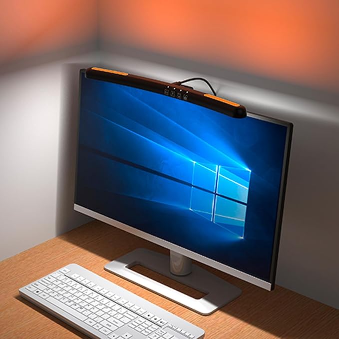 Yunseity Curved Monitor Light Bar, Reading LED Monitor Light with 3 Color Temperature Modes Stepless Dimming, Touch Control Computer Monitor Lamp Bar, No Screen Glare for Home Office