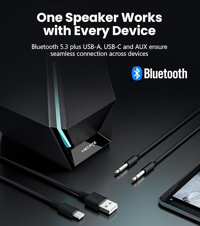 Edifier G1500 MAX 2.1 Gaming Speakers - 60W Peak Power with 4" Subwoofer & 2.5" Satellite Speakers, Bluetooth 5.3 & Multi-Wired Connections, 10 RGB Light Effects, 3 Sound Modes for PC/PS5/Xbox/Phone