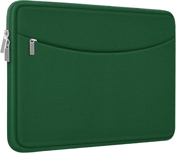 Laptop Sleeve Bag 14 inch, Shockproof Protective Laptop Cover Briefcase Carrying Computer Bag with Accessory Pocket Portable Computer Sleeve for 14" MacBook, HP, Dell, Lenovo, Acer, Green