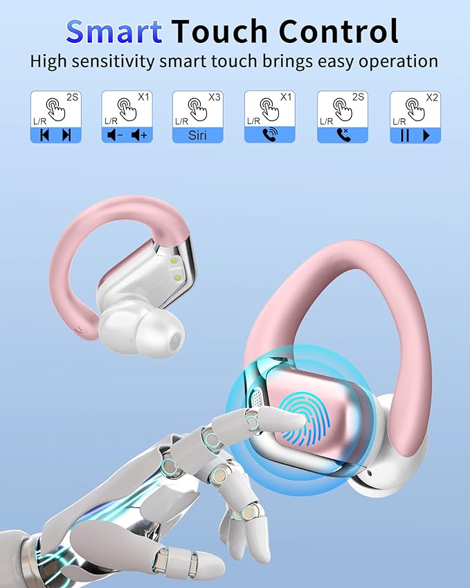 Ear Buds Wireless Earbuds, 2026 Bluetooth 5.4 Headphones Sport 2025 Noise Cancelling, Running Headphones 50 Hrs, Bluetooth Earphones with Mic/IP7 Waterproof, Over Ear Earbuds with LED Display