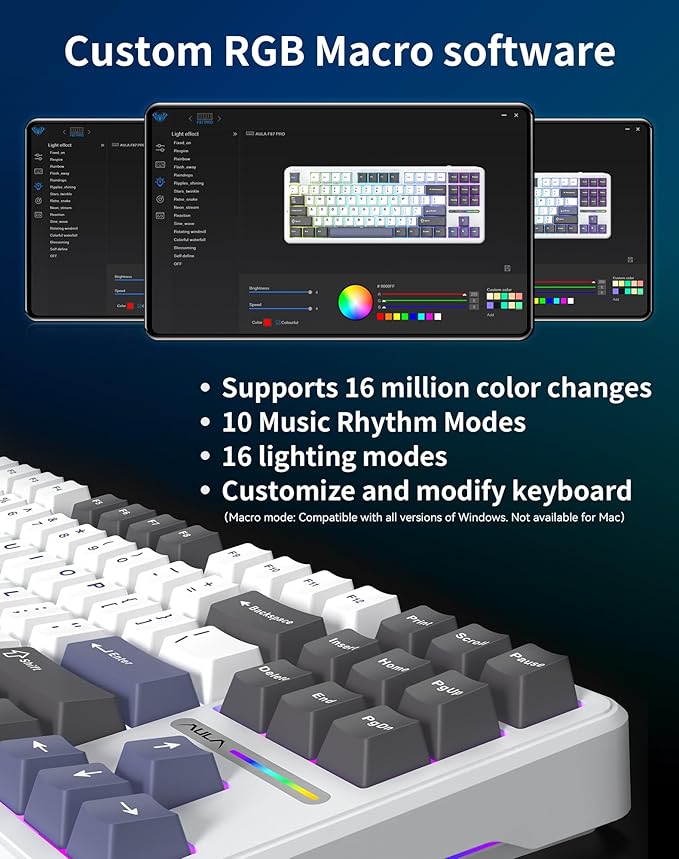 Aula F87 Pro Wireless Mechanical Keyboard, 87-Key TKL Tri-Mode (BT5.0/2.4G/USB-C), Hot Swappable Gasket Mount Keyboard, 4000mAh Battery, RGB Backlit PBT Keycaps Custom Gaming Keyboard for PC Mac