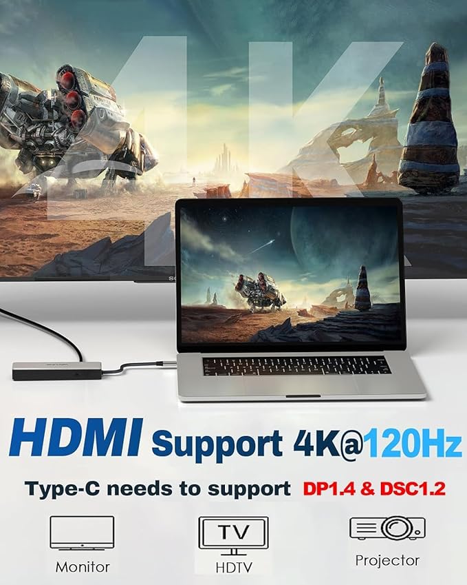 USB C Hub 2.5G Ethernet, WAVLINK 10Gbps USB C Hub Multiport Adapter with 2.5Gb RJ45 Ports, 4K@120Hz HDMI, 3 * 10Gbps USB-A/C, PD 85W, for MacBook Neo/Pro/Air, iPad, Acer, Dell, HP, Lenovo, Asus