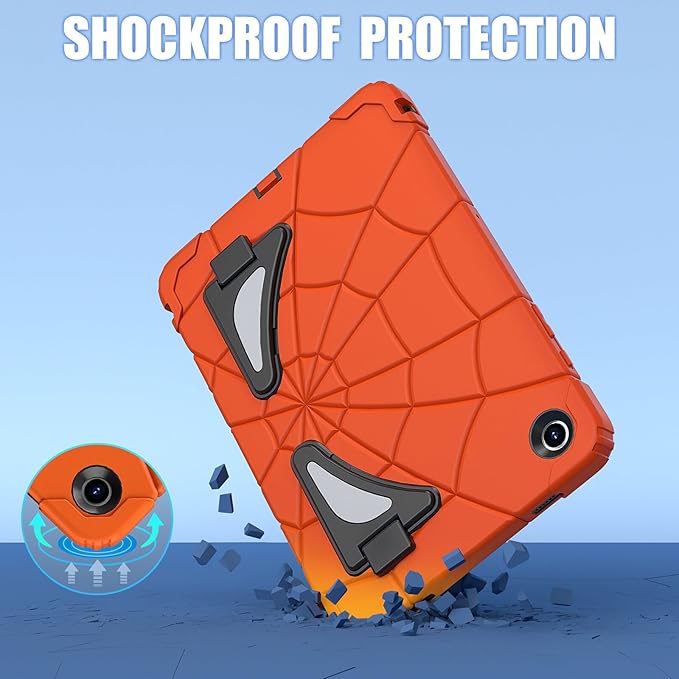 AKABEILA Compatible with Samsung Galaxy Tab A9 Plus 11 inch (SM-X216B)(2023) Tablet Case，Lightweight Shockproof Rugged Protective Cover with Kickstand for Kids Children Boys Babies Orange Black