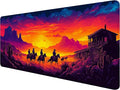 American West Gaming Mouse Pad Desk Pad Cowboys Wild Landscapes Mousepad XL Large Gaming Mouse Pad Laptop Keyboard Mat Desk Pad Office Home Decor for Women Girl 31.5"x11.8"
