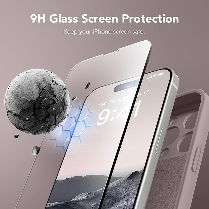 Magnetic for iPhone 15 Pro Case, Compatible with MagSafe, [Full Camera Protection][Screen Protector] Silicone Shockproof Protective Phone Case for iPhone 15 Pro 6.1", Hazel
