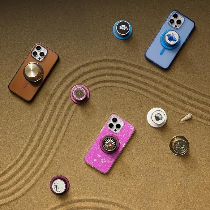 PopSockets Phone Grip for MagSafe, Magnetic Holder, Phone Stand, Enamel - Alum Radial Gold