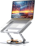 TECKNET Laptop Stand for Desk - 360° Rotating Base, Ergonomic Foldable Computer Stand for Laptop Riser, Height Adjustable, Compatible with MacBook Pro, Dell XPS, HP, and All Laptops 10-17" (Silver)