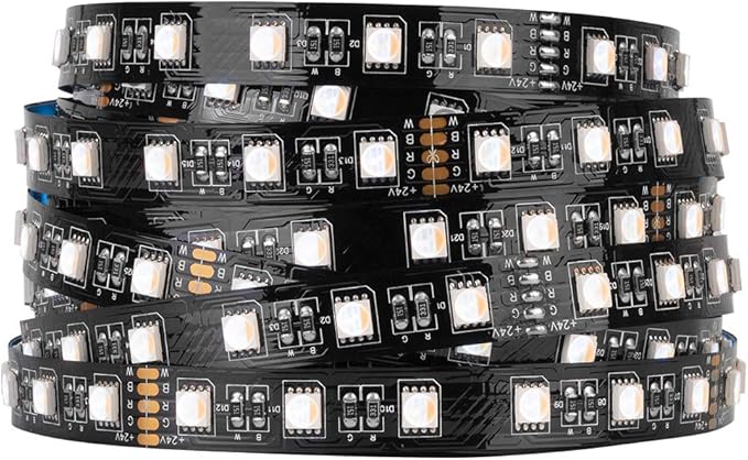 BTF-LIGHTING RGBW LED Strip Lights,UL Listed,5050 4 Colors in 1 RGB + 2700K-3000K Warm White,24V DC,16.4ft/5m 60LEDs/m 12mm Black PCB, IP30 for Home Decoration(No Adapter or Controller)