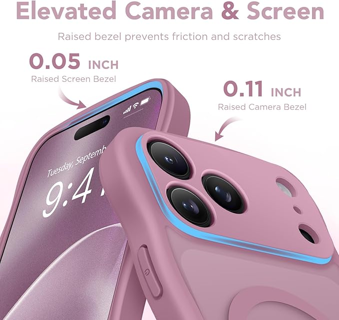 CAPRARO Magnetic for iPhone 17 Pro Max Case for Women Girls, Upgraded [Full Camera Protection] [Compatible with MagSafe] Cute Wave Translucent Matte Phone Case for iPhone 17 Pro Max, Black Currant