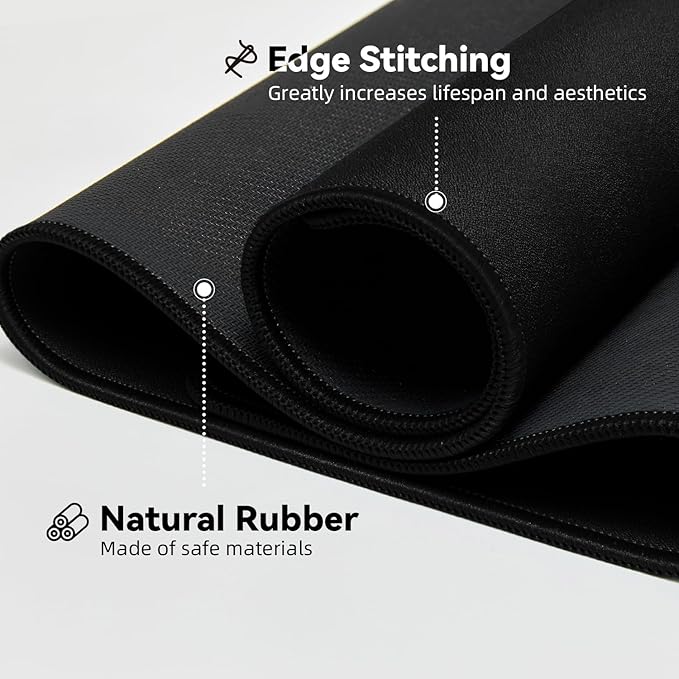 Reniteco Large Gaming Mouse Pad with Durable Stitched Edges, Non-Slip Rubber Base, Big Computer Keyboard Mouse Mat Desk Pad for Home Office Gaming Work, 31.5"x11.8"x0.08", Black