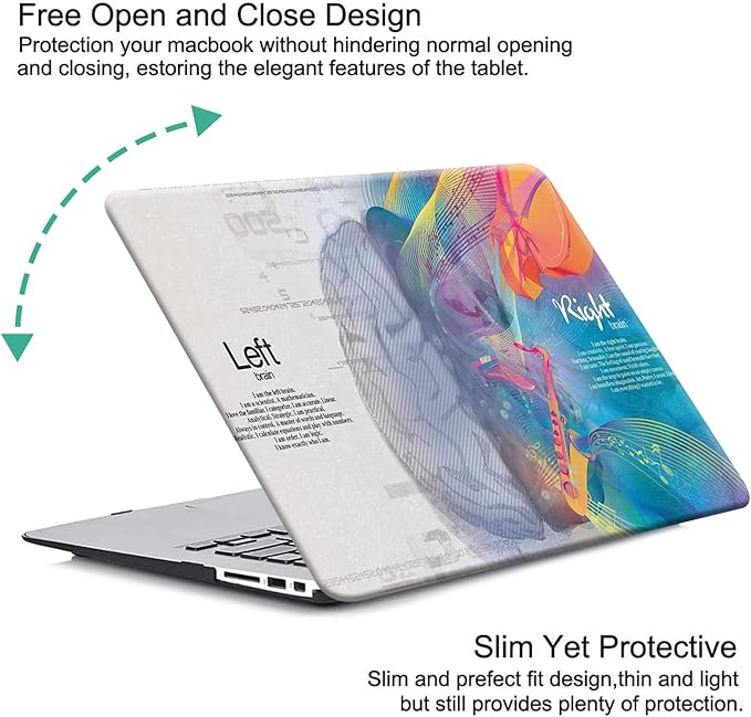 Compatible with MacBook Air 13 inch Case 2022 2021 2020 2019 2018 Release M1 A2337 A2179 A1932 Retina Display Touch ID, Plastic Hard Shell Case & Keyboard Cover, Left Right Brain