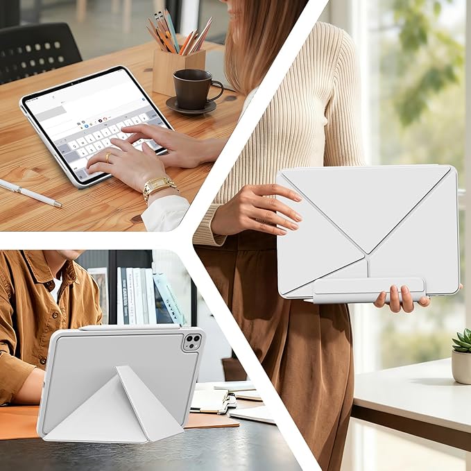 for iPad Pro 13 Inch Case (M5/M4) 2025/2024, Detachable Powerful Magnetic Attachment, Multiple Folding Stand, Slim Rebound Protection Cover, Auto Sleep/Wake, Gray