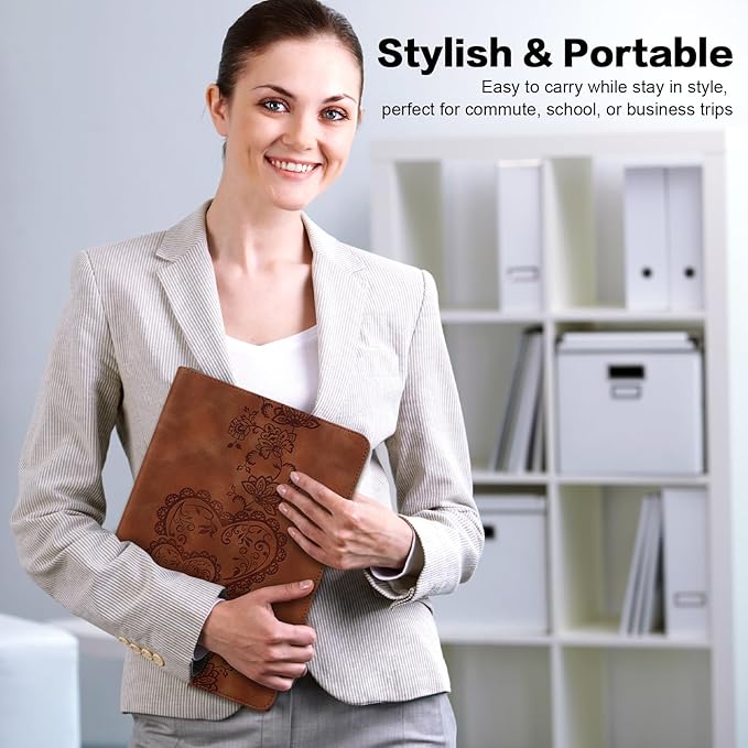 Case for iPad Air 11 Inch 8th/7th/6th Generation (M4/M3/M2) 2026/2025/2024, iPad Air 5th/4th Case 10.9 Inch 2022/2020 Embossed PU Leather Stand Shockproof Cover with Pencil Holder, Brown