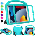 Kids Case for iPad 10.2 & 10.5, iPad 9th/8th/7th Generation 10.2" 2021 2020 2019 Case with Screen Protector, iPad Air 3rd Gen/Pro 10.5 inch Protective Cover with Handle Stand, Cyan