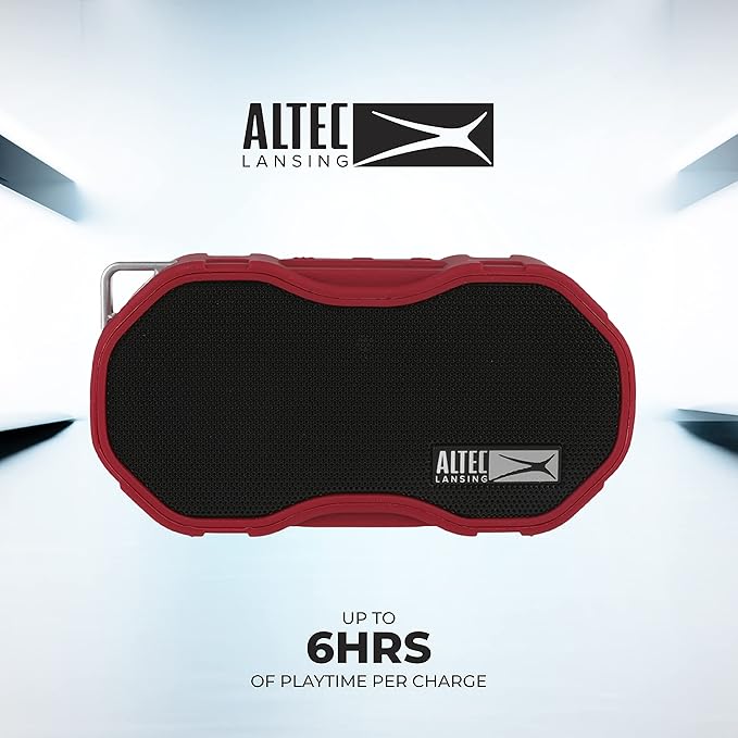Altec Lansing - Baby Boom Waterproof Bluetooth Speaker, Wireless & Portable for Travel & Outdoor Use, Deep Bass & Loud Sound, 1 Pack (Red)