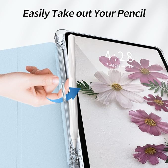 Kenke New iPad Pro 11 Inch Case 4th/3rd/2nd/1st Generation 2022/2021/2020/2018 Support 2nd Pencil Charge with Built-in Left Side Pencil Holder, Hard Frosted Back Cover & Colored Edge (Light Blue)