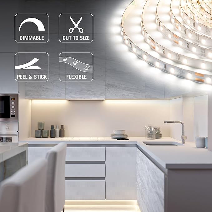 Armacost Lighting RibbonFlex Pro 24V White LED Strip Lights 60 LED/m, 3000K, 65.6 ft 145260