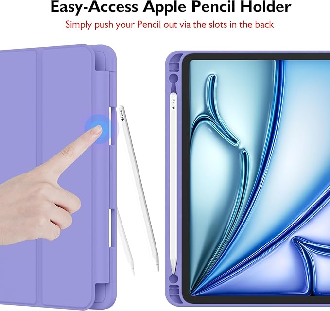 iMieet iPad Air 11 Inch Case M4/M3/M2(2026/2025/2024), iPad Air 5th/4th Generation Case 2022/2020 10.9 Inch with Pencil Holder,Trifold Stand Smart Case with Soft TPU Back(Slate Blue)