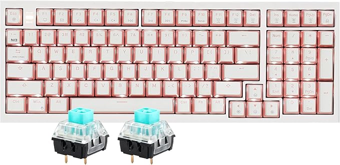 Hexgears X4 Wired Mechanical Keyboard with Number Pad, USB-C Hot Swappable Custom Keyboard, Pre-lubed Clicky Switches, White LED Backlit Computer Gaming Keyboards for PC/Tablet