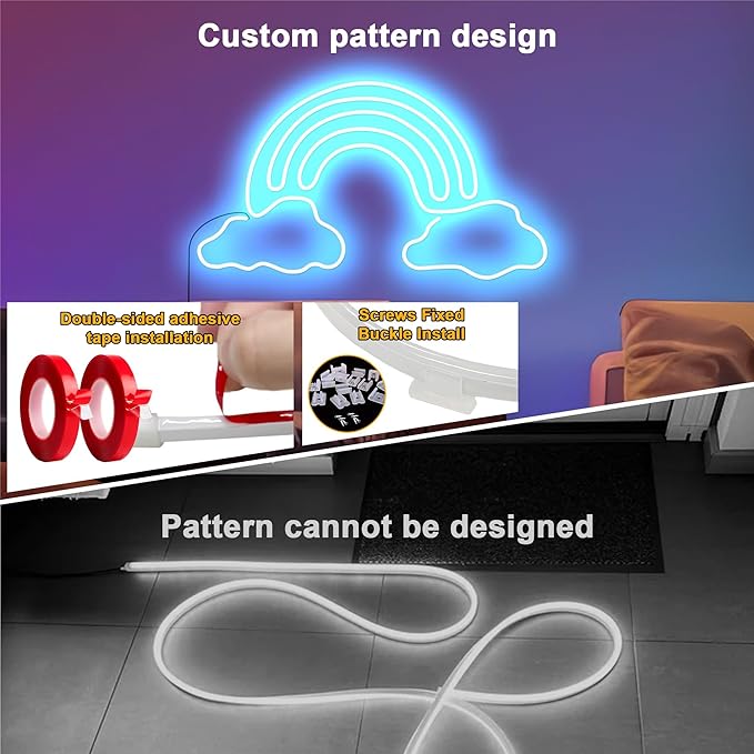 Cozylady RGB Neon LED Rope Lights, Waterproof Bluetooth APP Remote Control Music Sync Strip Lights, 24V Flexible DIY Silicone Light for Bedroom Home Indoor Outdoor Decor (36M/120Ft)