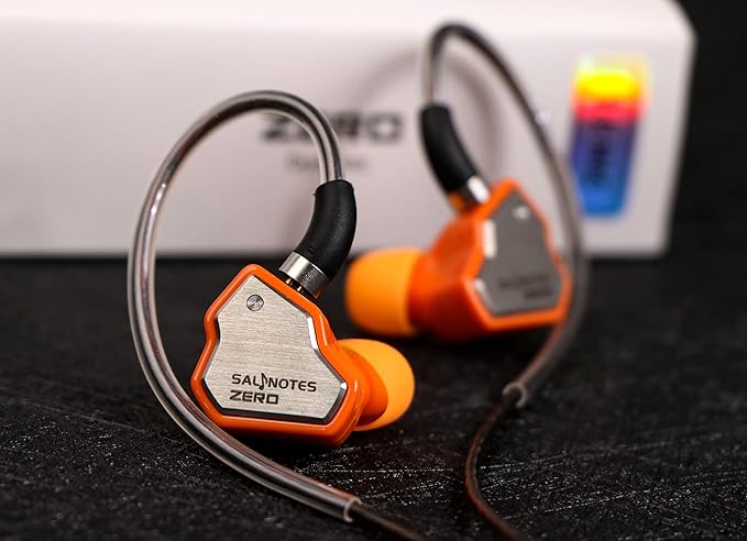 Linsoul 7Hz Salnotes Zero HiFi 10mm Dynamic Driver in-Ear Earphone IEM with Metal Composite Diaphragm Stainless Steel Faceplate Detachable 2Pin OFC Cable (Orange, Without Mic)