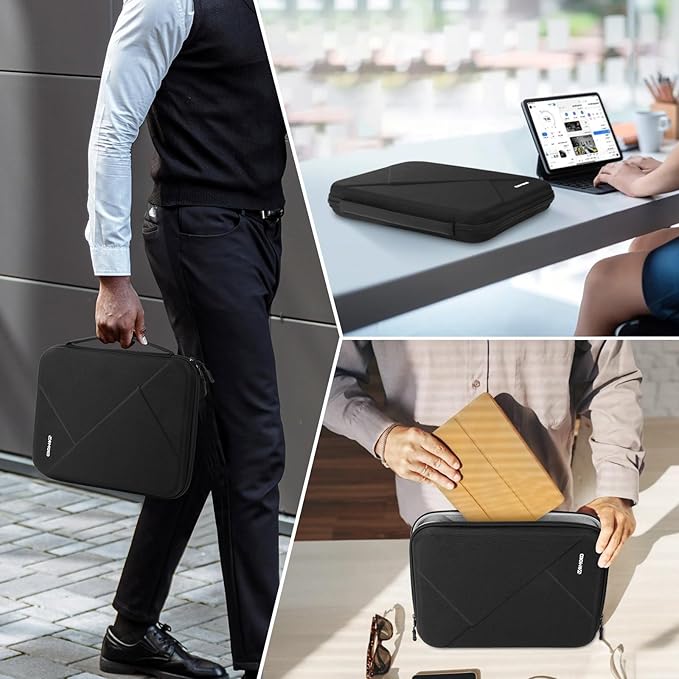 MoKo 9-11 Inch Tablet Sleeve Bag for New 11-inch iPad Air M4 2026/Pro M5, iPad A16, iPadAir 5/4/3th 10.9/10.5, iPad10/9/8th 10.9/10.2, Tab S8/S9 11,Hard EVA Bag with Padded Handle, Black