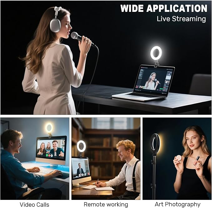 Anautin Ring Light for Video Conference Lighting,360°Adjustable,Portable LED Video Conference Lighting for Monitor,Laptop&Desktop Computer,Streaming Light for Zoom Meetings, Selfie Makeup, Video Calls